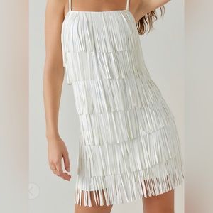 Kemia Suede Fringe Tiered Mini Dress